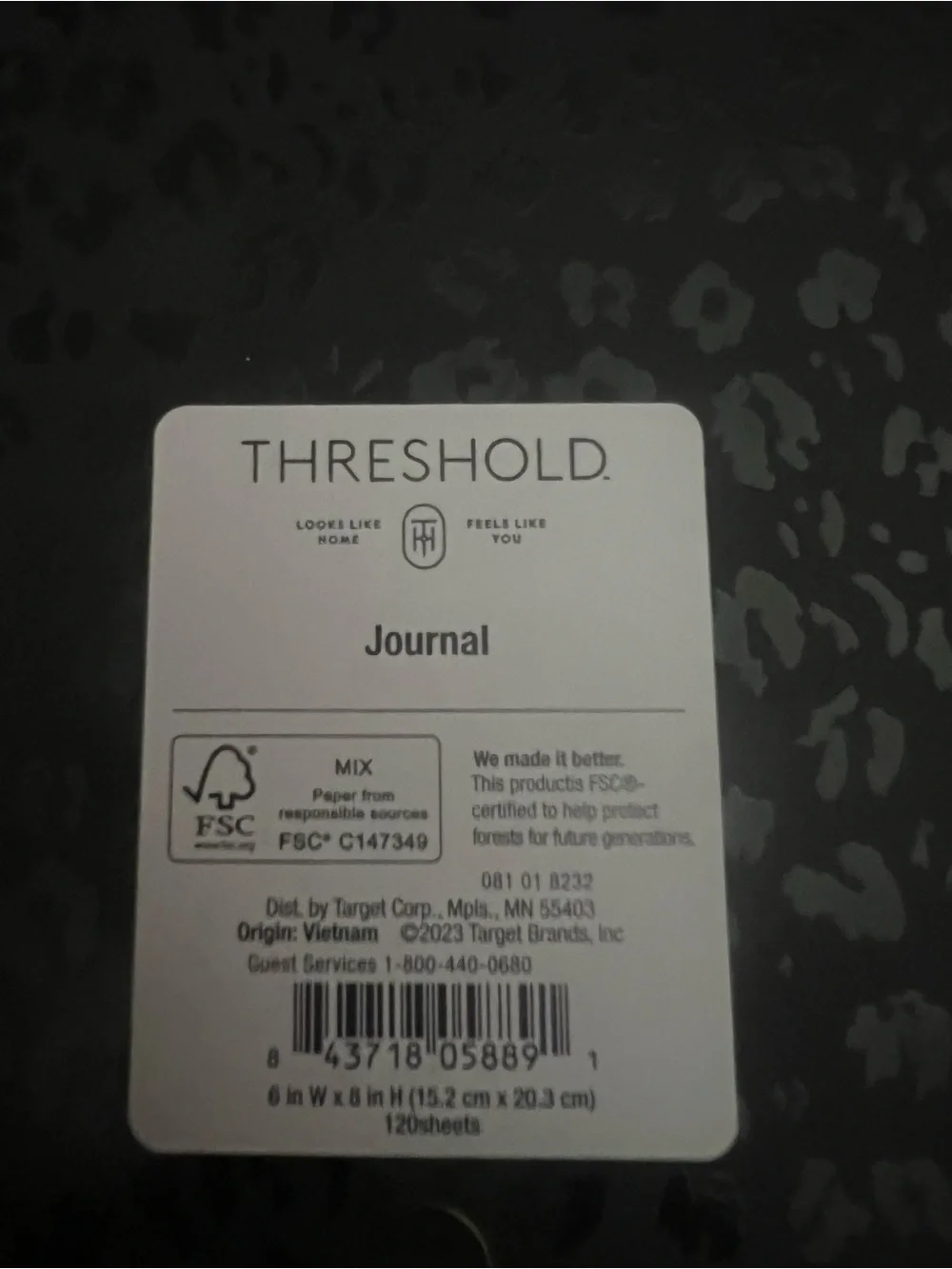 Threshold Black Leopard-Print NOTES Hardcover Book